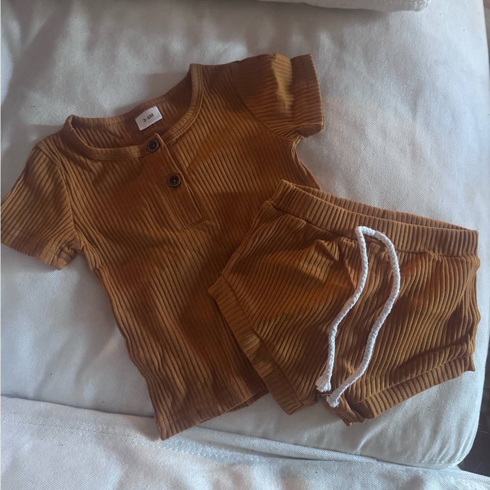 Brown Ribbed Toddler Set
